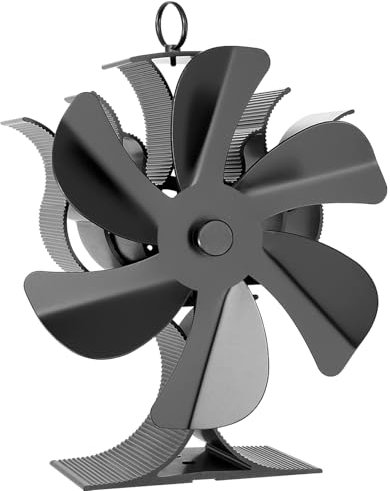Miaton Log Burner Fan Silent Operation | 6-Blade Stove Fans for Wood Burner | Heat Powered Wood Burning Stove Fan with Log Burner Thermometer | Fireplace Accessories Tools