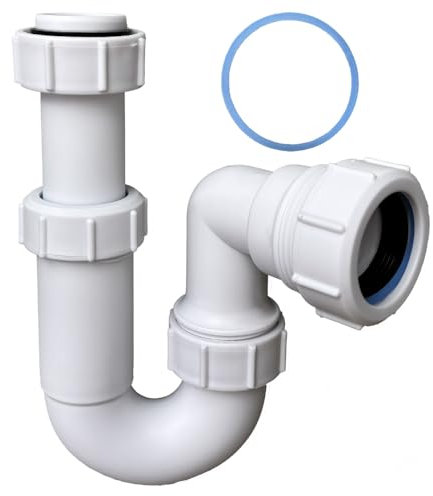 Adjustable Swivel P Trap with Anti-Slip Ring, Telescopic Sink Trap, 40mm (1.1/2) Multi-fit Sink Waste Kit, BS EN2574-1 Compliant Waste Pipe U Bend