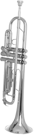 Trompeten-Set für Anfänger Trompete Bb B Flat Brass Trompeta Robustes Trompete-Musikinstrument Mit Handschuh-Gurtetui(Silver)