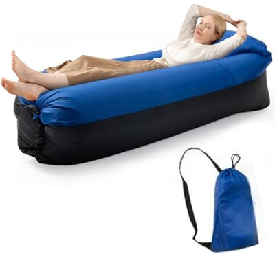 Rumicet Aufblasbare Liege mit Kissen, tragbarer aufblasbarer Strandstuhl, wasserdicht und auslaufsicher, ideal für Camping, Wandern, Picknicks, Outdoor-Aktivitäten, Festivals und Strandpartys