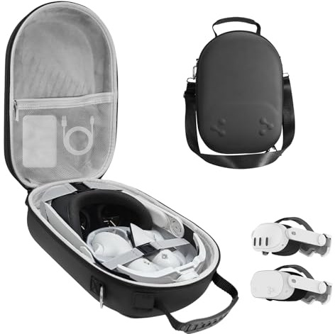 bibuks Hard Carrying Case Compatible with Oculus Meta Quest 3/3S,VR Headset Elite Strap and Touch Controller Accessories Carry Case,Hard Shell Travel Storage Bag (Black)