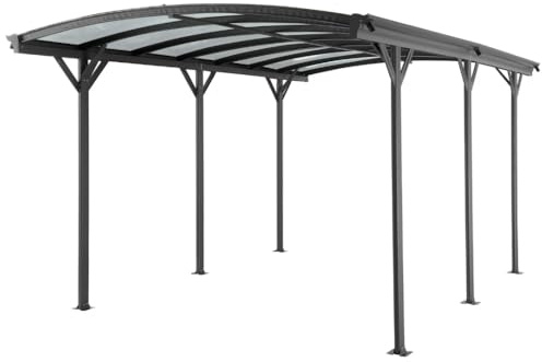 HORI Carport Aluminium/Anthrazit, witterungsbeständiger Auto Unterstand, Moderne Garagenüberdachung für den Außenbereich, Stabiler Garagenunterstand mit 5030 x 3050 x 2320, Bogendach