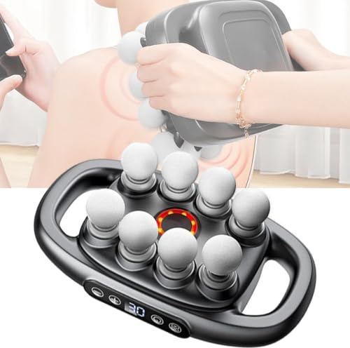 8-Kopf-Massagepistole, 30 Stufen und 3 Modi Massagepistole für Tiefes Gewebe mit Rotlicht-Massagefunktion und 40kg Schub, Hochfrequenz-Vibrationstechnologie Wird Eingesetzt,für Rücken, Nacken, Beine