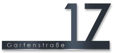 Metzler Hausnummernschild Anthrazit RAL 7016, personalisierte Hausnummer & Straßennamen, hochwertiges Acrylglas & V2A Edelstahl, 3D-Effekt, unsichtbare Befestigung, Made in Germany, Länge 600 mm