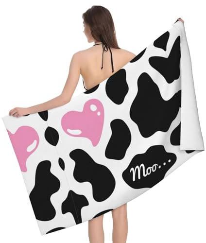 Ghjkfbf Toallas de playa de microfibra con estampado de vaca lechera negra y blanca, de secado rápido, absorbentes, supersuaves, para alberca, viajes, natación, baño, ducha