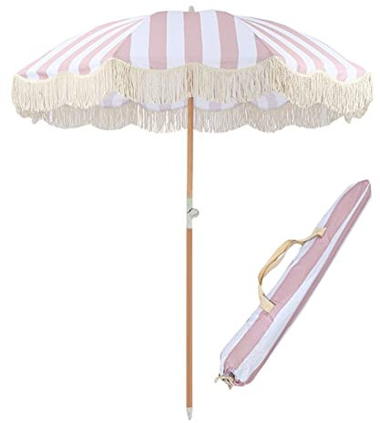 SBCGFY Sombrilla de Playa con Ancla de Arena, sombrilla portátil para Exteriores de 2 m con Bolsa de Transporte, botón de inclinación, protección contra el Viento, sombrilla para Playa, Patio, jardín