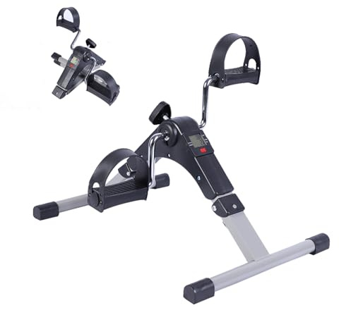 Mini Bicicleta Estatica Pedales,Pedaleador de Piernas y Brazos,LCD Pantalla y Resistencia Ajustable,Pedales Estaticos Personas Mayores,Pedaleador Estatico