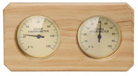 TOPINCN Wooden Sauna Thermometer Hygrometer 2 in 1 Golden Pine Wood Frame Wall Mounted for Sauna Room Hotel Spa
