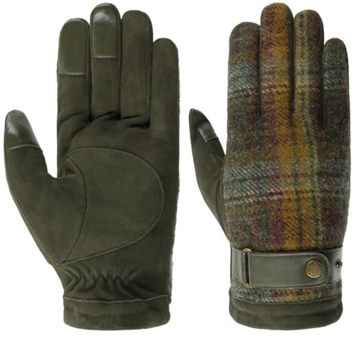 Stetson Oakdale Läderhandskar Herrar - herrhandskar fingerhandskar med foder höst-vinter Vinter - 9 HS olivgrön