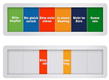 Türschild Büro, Bitte Nicht Stören Schiebeschild mit Schieber, 6 Optionen Bitte Nicht Stören, In Einem Meeting, Nicht Im Büro, Komm Rein, Bin Gleich Zurück, Bitte Klopfen, 25 x 8 cm