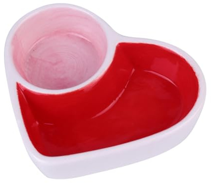 CORHAD Pet Ceramic Food Bowl Small Carrot Shape Double Heart Design Pottery Feeder Water Dish for Hamsters Kittens Small Animals Feeding