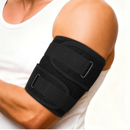 flintronic överarmsstöd kompression, justerbart kompressionsbandage för män och kvinnor, för muskelavslappning, smärtlindring, sport, M