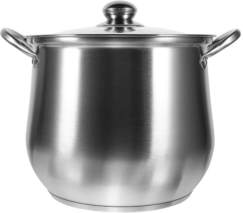 Angoily Marmite Inox avec Couvercle Double Poignée Ergonomique Anti-débordement Pot de Cuisson Multifonction pour Cuisine Familiale