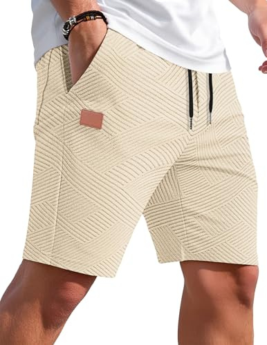 TARAINYA Textur Kurze Hosen Herren Baumwolle Shorts Sommer Mit Kordelzug | regular fit,strand,casual,stretch,elastischer bund mit tunnelzug,freizeitshorts