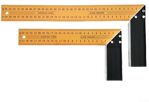 Steel L-Square Angle Ruler 90 Degree Measuring Tool for Woodworking and Carpentry, Stainless Steel Layout Square for DIY, Workshop,(25cm+35cm)