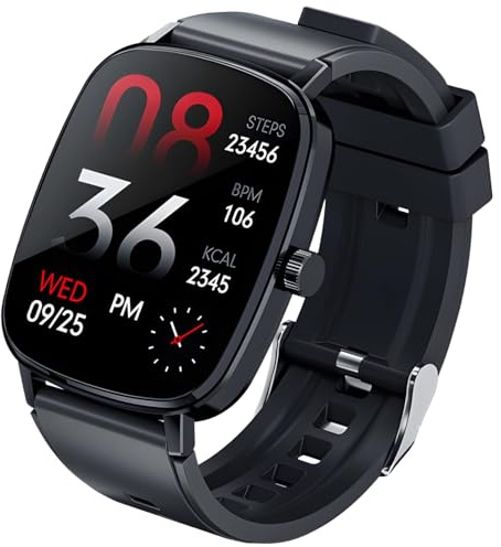 yeeplant Smart herrklocka, fitnessmätare med 5 cm skärm, samtal, pulsmätare, TPU-armband, vattentät