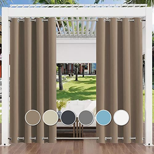 Outdoor Vorhang mit Ösen Oben und Unten 232x245cmSonnenschutz für Balkon Terrasse und PavillonVielseitige braune Outdoor-Vorhänge für Privatsphäre und Stil
