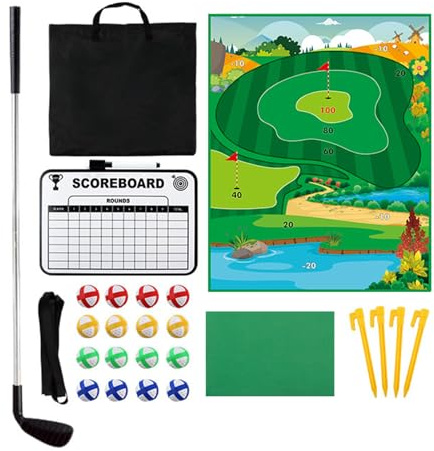 Golfspel – Sticky Chipping Golfset för barn, inklusive klubb- och träningsmatta, bärbar puttinggrön, träningsutrustning nybörjare, rolig familjeaktivitet, lekhjälp inomhus och utomhus