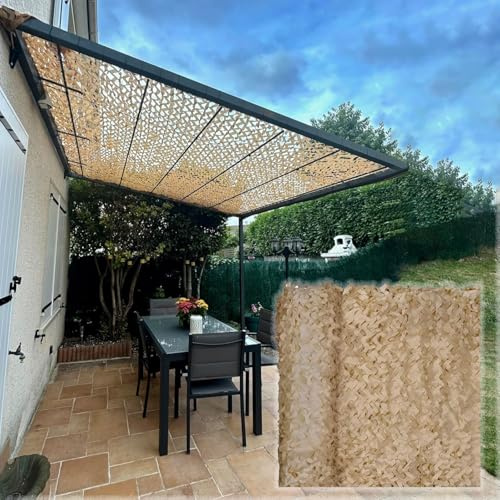Malla De Camuflaje Militar Toldos Terraza Red De Sombra De Jardín, Malla De Camuflaje Beig Red De Camuflaje Protección Solar Toldos Solar Militar Velas para Camping Niños Caza -Oxford 210D