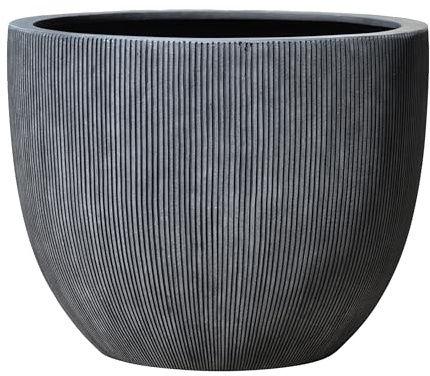 Dehner Pflanztopf Banbury, frostbeständiger Blumenkübel, Ø 50 cm (Ø innen 43.5 cm), Höhe 40 cm, Polystone, schwarz