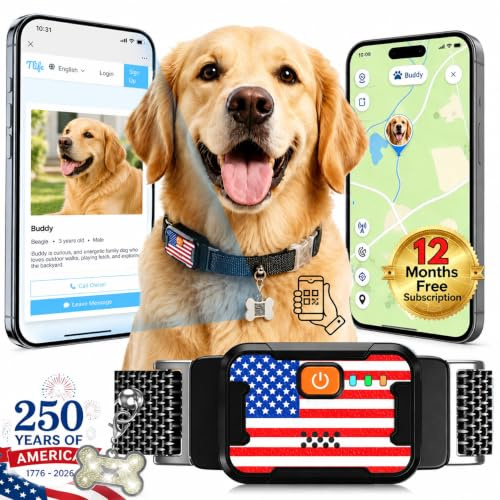 Smart Dog GPS Tracker, Complimentary 12-Month Subscription, Live Pet Tracker with Virtual Fence, Dog Tracker for Dogs with Health & Behavior Monitoring, Escape Alerts, with Virtual Fence, Black