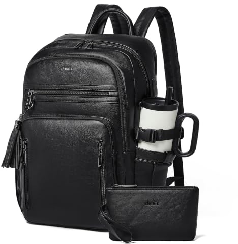 Unisex 28L läderryggsäck med laptopfack upp till 17 tum, USB-port, RFID-väska, perfekt för resor till arbete, studier och helger