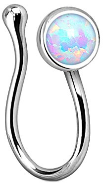 Piercingfaktor Fake Ring Piercing Nasenpiercing Hoop Messing mit Opal Stein