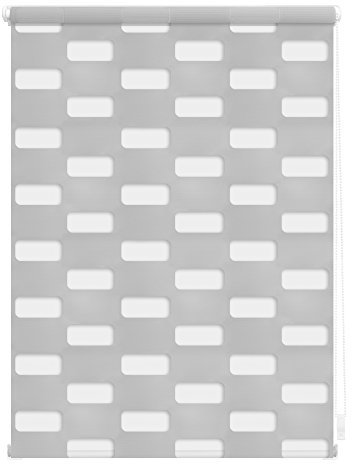 Lichtblick Doppelrollo Klemmfix ohne Bohren, Arena, Blickdicht, Klemmträger-Montage, Sichtschutz, Wandmongtage, Deckenmontage, für Fenster Grau,45 cm x 150 cm (B x L)