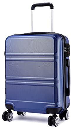 KONO Hartschalenkoffer Set 3 Teilig Kofferset Leicht Koffer Trolleys Gepäcksets, Zwillingsrollen ABS Reisekoffer mit TSA Schloss, Rollkoffer Set 55cm/65cm/74cm (Dunkelblau, M/L/XL)