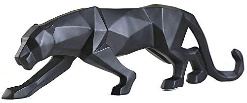 FJWYSANGU Gongguan - Estatuas abstractas de Leopardo, Escultura de Pantera, Resina Animal, anhelada a Mano, decoración Moderna para el hogar, tamaño pequeño, Color Negro