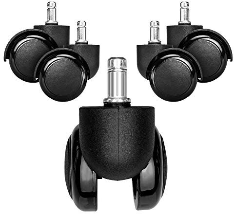 kwmobile 5x Hartbodenroller 11/50mm - auch für Weichboden - 360° Bürostuhl Rollen Ersatzrollen - Ersatz Bürostuhlrollen Set in Schwarz