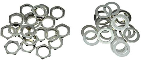 KAISH 20pcs Metric Guitar Input Output Jack Socket Nut and Washer Guitar Jack Nuts for Import Guitars Nickel