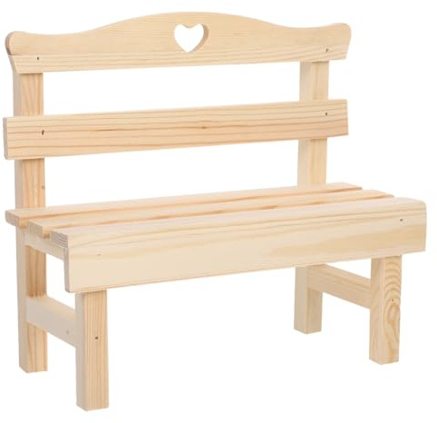SOIMISS Mini Banc en Bois Décoratif pour Maison De Poupée Et Photographie Petit Banc Vintage en Pin avec Design Coeur Creux Accessoire De Décoration D'Intérieur 9.84 X 8.66 X 4.53 Pouces