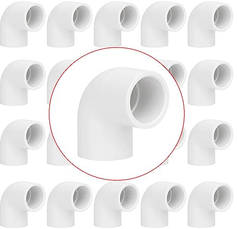 20 Pack 1/2 90 Degree Elbow Pipe Fittings 2 Way Right Angle PVC Pipe Fitting, Furniture Build Grade SCH40 (Socket x Socket) 1/2 PVC Fitting Connectors for DIY Shelf Garden Support Structure