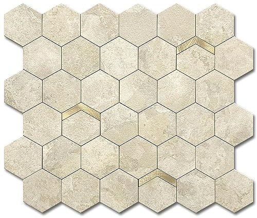 VAOVI Carreaux Hexagonaux Autocollants Marbre Mosaïque Beige 5pièces