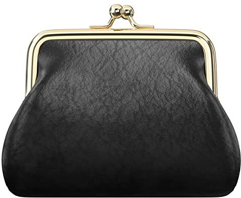 Coin Purse, Small PU Leather Change Purse, Coin Wallet with Clasp, Car Change Holder Pouch for Woman Men Kids Girls, Black
