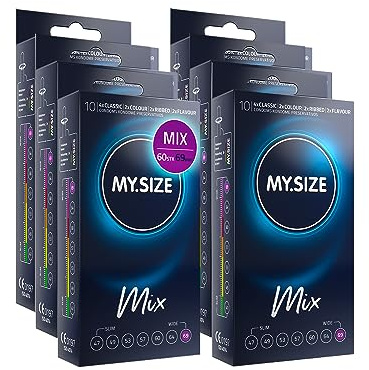 My.Size Mix Kondome Größe 7, 69 mm, Vorteilspackung, | 60 Stück | Condome in 4 aufregenDen Sorten, mit Aroma, Farbe, Genoppt & Classic I