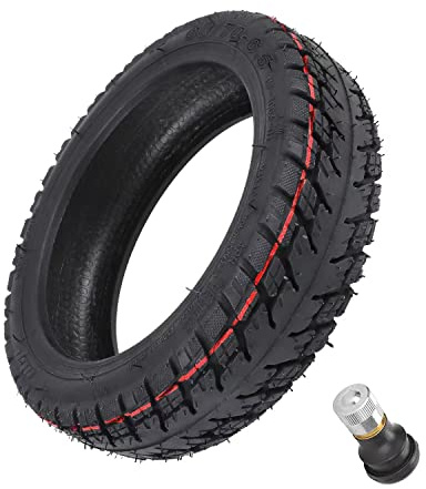 LHROPA 60/70-6.5 10-inch Rubber Explosion-proof Tubeless Tire + Straight nozzle Replace for Segway Ninebot Max/Max G30LP G30 G30E Electric Kick Scooter Wheel Parts