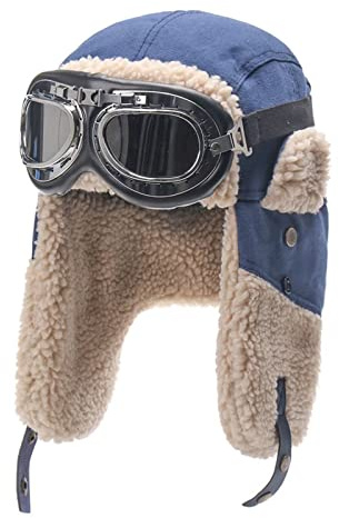 ZMNKH Winter Fliegermütze Trappermütze für Herren,Winddicht Warm Wintermütze mit Ohrenklappen Männer Bombermütze,Aviatormütze für Snowboarden Skaten Radfahren