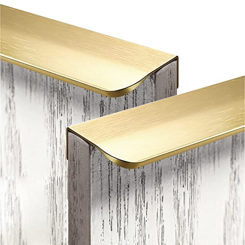 2 Stück Versteckter Schrankgriff Aluminiumlegierung Möbelgriffe Gebürstetes Gold Türklinken Abgerundete Ecken Schubladen Knöpfe für Kleiderschrank,Schlafzimmer,Badezimmer (Total length 300mm)