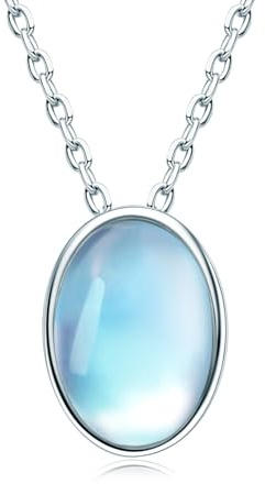AINUOSHI Mondstein Kette 925 Sterling Silber Bezel Set Mondstein Anhänger Halskette Schmuck Geschenke für Mama Geburtstag Muttertagsgeschenk Valentinstag