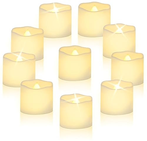 CNMTCCO LED Candle Lights, 24Pcs Realistic Bright Flickering Tea Light, Battery Operated Flameless LED Candles, Electric Fake Candle in Warm White and Wave Open (Classic Candles)