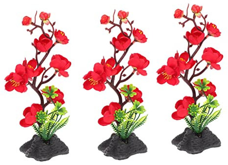 Abaodam 3 Stück Gefälschte Blumenschmuck Deko Für Sushi Teller Japanische Kalte Speisen Kunstvolle Blumenornamente Langlebig Und Wiederverwendbar Schwarz Mit Roter Blüte