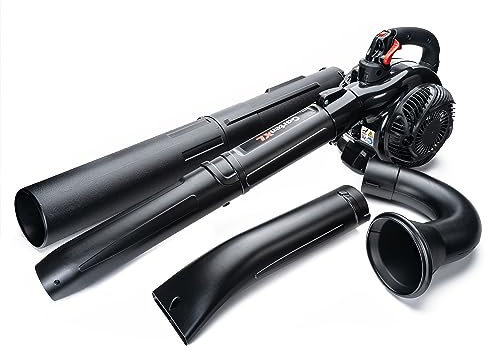 IPOTOOLS EBV260A - Soffiatore a benzina 4 in 1, con trituratore e collettore in sacco da 40 litri, sistema antivibrazione, velocità di soffiaggio regolabile fino a 50 m/s, motore a 2 tempi con 26 cc e