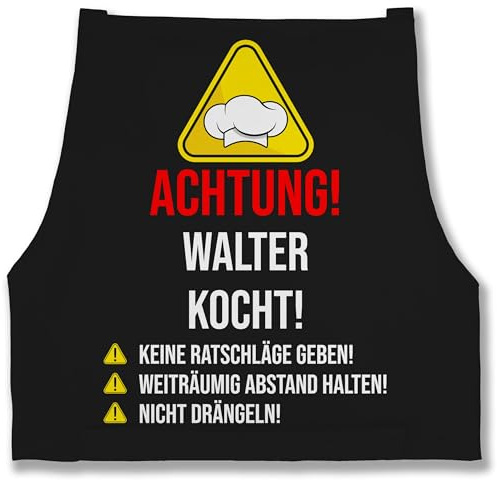Geschenk mit Namen personalisiert by Shirtracer - Schürze - Kochschürze - Achtung Wunschname Kocht