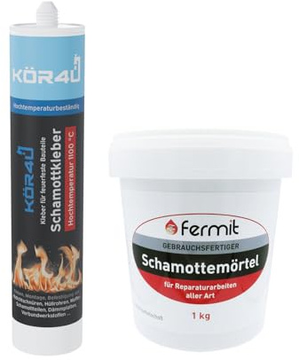 kör4u Schamottkleber beige + Fermit Schamottemörtel 1 kg für Schamottsteine