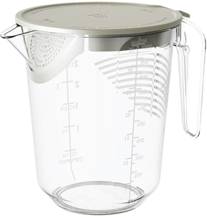 Wezalget Taza medidora líquida Multiusos de 1 litro, Taza medidora de Cocina con Placa de Filtro, Boquilla en de Pico de águila y Tapa, para Cocina, Hornear y cocinar