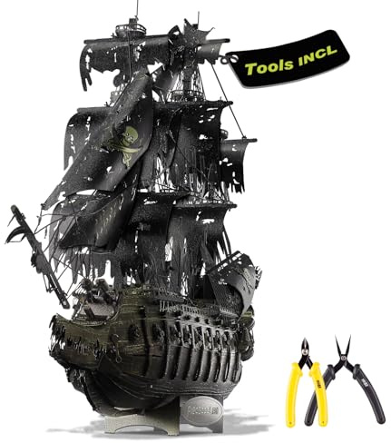 Piececool 3D Puzzle Metall Piratenschiff Fliegender Holländer, 3D Metall Puzzle Segelboot Schiffsset, Modell Schiffs für 340 Edelstahl, Modellbausatz Erwachsene, 369 Teile (Enthält Montagewerkzeuge)