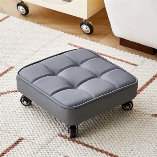 Niedriger Rollhocker, 360° Drehbarer Fußpflegehocker Für Zuhause, Kurzer Rollsitzstuhl, Kleiner Rollhocker Mit Rädern, Kleine Niedrige Hocker Aus Leder Auf Rädern (Color : C)