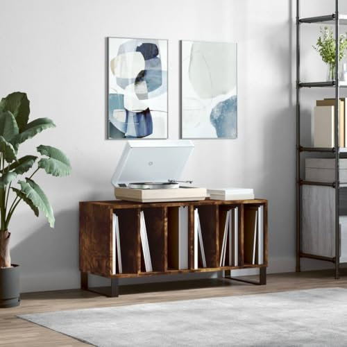 CIADAZ Mueble Discos Madera contrachapada Roble Ahumado 100x38x48 cm, Estanteria CD, Mueble Tocadiscos, Mueble para Discos, Mueble para Vinilos, Mueble para Tocadiscos - 831761